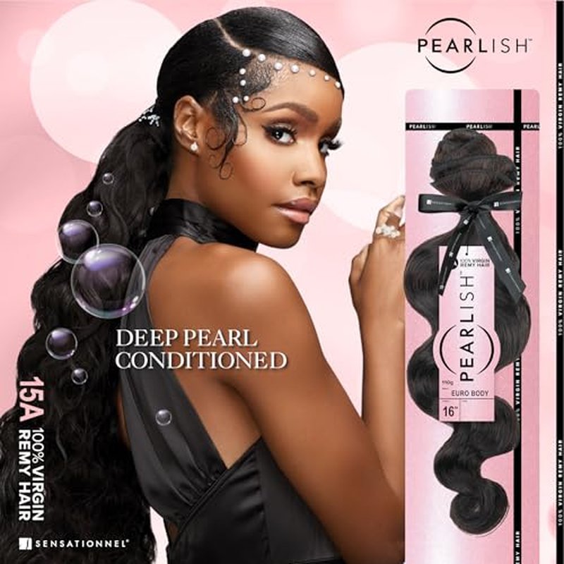 Sensationnel Pearlish bundle human hair - euro body deep pearl conditioned 15a soft remy beauty supply sew in or glue on bundles (20 Inch, NATURAL/BLACK)