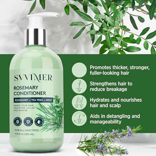 Svvimer Rosemary Hair Growth Conditioner: Thickening Moisturizing Product with Biotin for Women Men - for Damaged Dry Thinning Hair 11.8 fl.oz