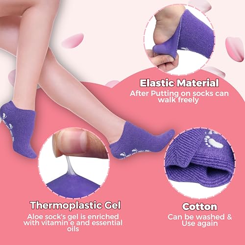 Moisturizing Socks for Dry Cracked Feet Women and Men Hydrating Gel Spa Sock Foot Moisturizer During Overnight (1 Pair (Pink))