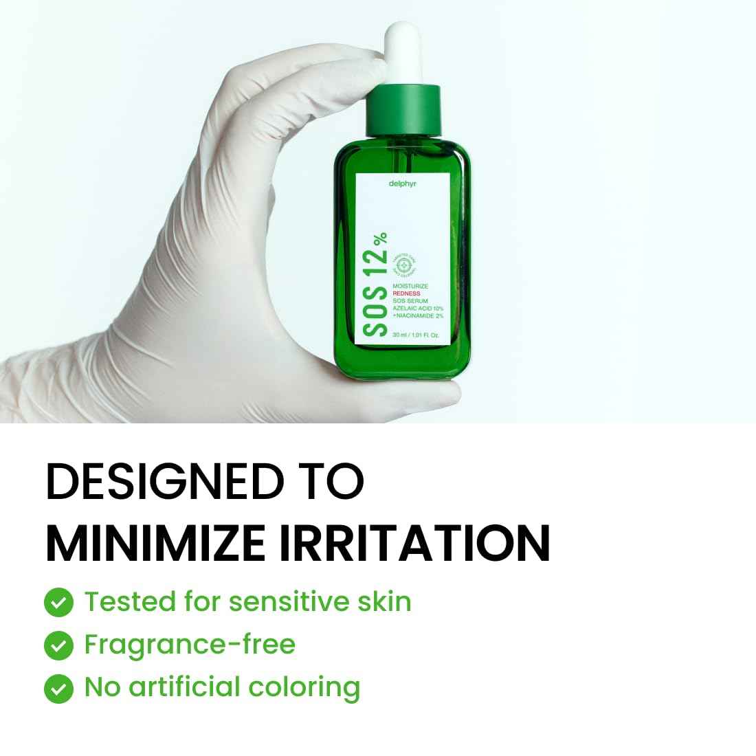 delphyr Moisturize Redness SOS Azelaic Acid 10% + Niacinamide 2% Serum – Redness & PIH Soothing, Vegan & Fragrance-Free, Non-Comedogenic (30ml/ 1.01 fl oz.)