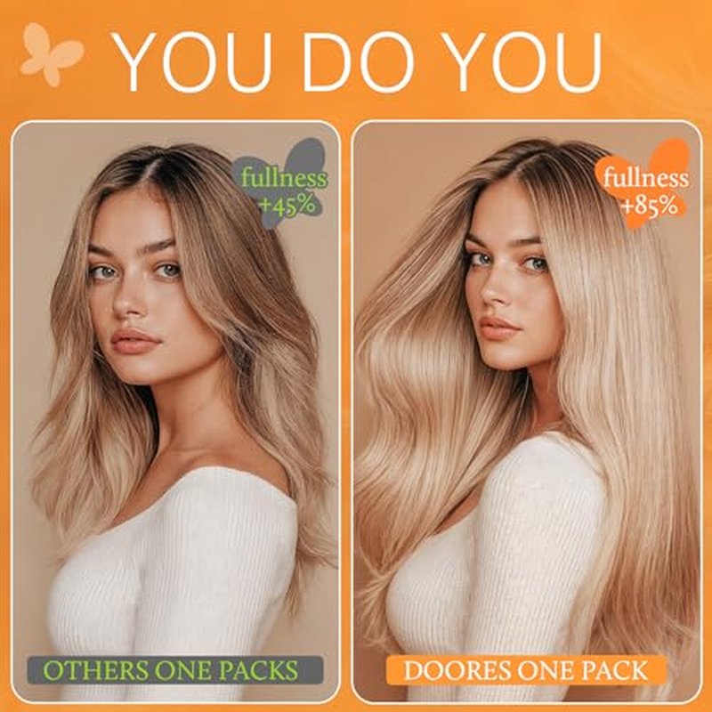 DOORES Clip in Hair Extensions Real Human Hair, Jet Black 150g 9pcs 20 Inch, Human Hair Extensions Remy Hair Extensions Human Hair Clip in Straight Thick Extensions Human Hair Natural
