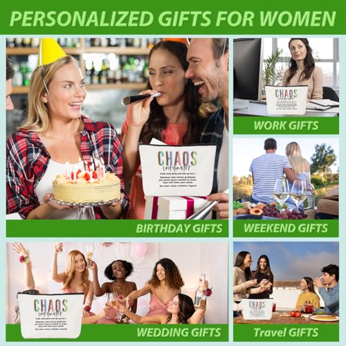 4pcs Chaos Coordinator Makeup Bag Chaos Coordinator Gifts for Women Cosmetic Bag, Thank You Gifts for Women Her Moms Manager Colleagues Retirement Boss Gift, Makeup Pouch Zipper Bags