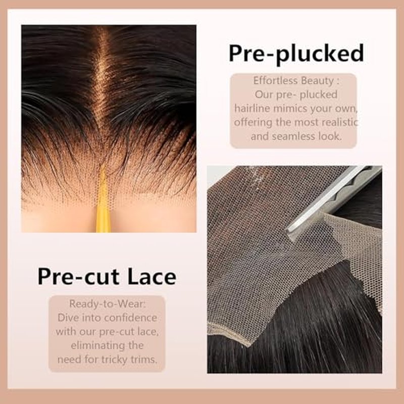 NVL Lace Front Wigs Human Pre Plucked with Baby Hair 200 Density 13x4 HD Transparent Straight Lace Front Wigs for Women Human Hair Glueless (Natural black, 24 Inch)
