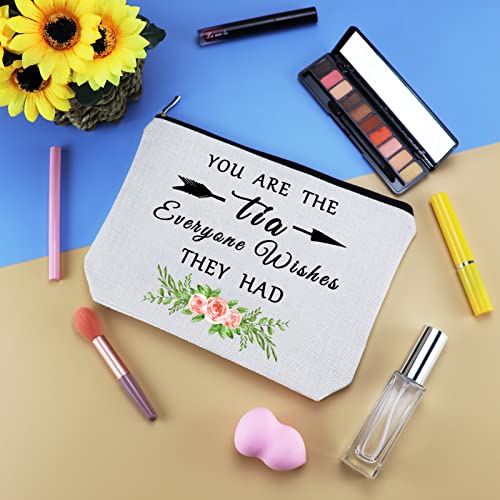 Aunt Gift from Niece Nephew Tia Gifts Makeup Bag Mothers Day Thanksgiving Christmas Birthday Gifts for Aunt Tia Auntie Cosmetic Bag Aunt Appreciation Gifts Aunt Makeup Pouch Travel Toiletry Bag