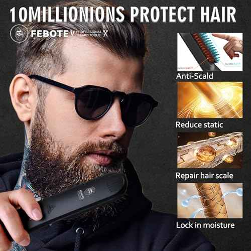Beard Straightener Kit w/Beard Straightener, Beard Balm, Beard Growth Oil, Beard Styling Comb & Scissors, Upgraded 5-in-1 Beard Straightening, Unique Stocking Stuffer Gifts for Friend, Father & Him