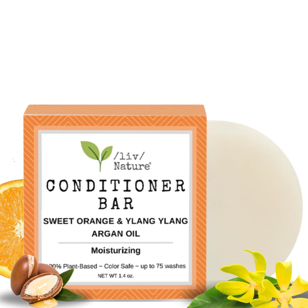 /liv/ Nature Conditioner Bars Detangle, Strengthen & Moisturize | Paraben Free & Sulfate Free | Travel Essentials | Vegan | Made In USA (Sweet Orange, Ylang Ylang)