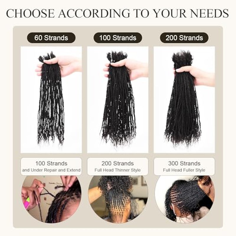 DAIXI Handmade Interlocking Sisterlocks Curly Tips 100% Real Human Hair Permanent Micro Locs Extensions Natural Looking Soft Dreadlocks Can Be Bleached and Dyed.(1B - 0.2cm, 10 Inch 60 Strands)