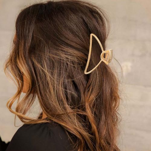 BARTOSI Gold Claw Clips Small Hair Clips Metal Hair Claw Clip Cute Hair Accessories for Women and Girls (Pack of 3)