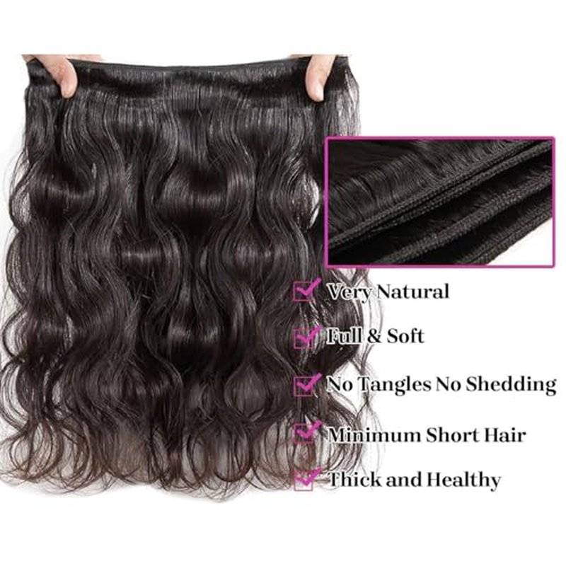 12A Human Hair Bundles 18 20 22 24 Inch Body Wave 4 Bundles Human Hair 100% Unprocessed Brazilian Virgin Weave Human Hair Extensions Natural Black