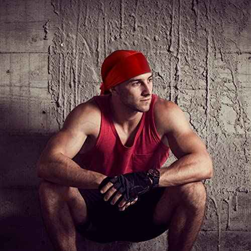 4 Pieces Men Velvet Durag with Long Tail Silky Durag Headwraps for 360 Waves