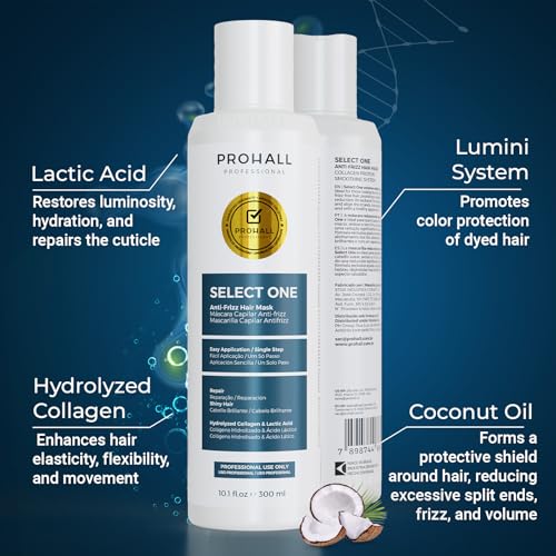 Brazilian Keratin Treatment Blowout Complex-PROHALL SELECT ONE 10.1oz/300ml-Formaldehyde Free Keratin Hair Treatment at Home-Queratina Brasile?a Keratina Para Alisar el Pelo Sin Formol