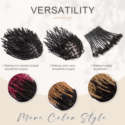 DAIXI Curly Wave Loc Extensions Human Hair, 100% Real Human Hair Dreadlock Extensions for Man/Women Handmade Permanent Dread Extensions Can Be Dyed Bleached Twisted (0.4cm, 1B, 8 Inch 20 Strands)