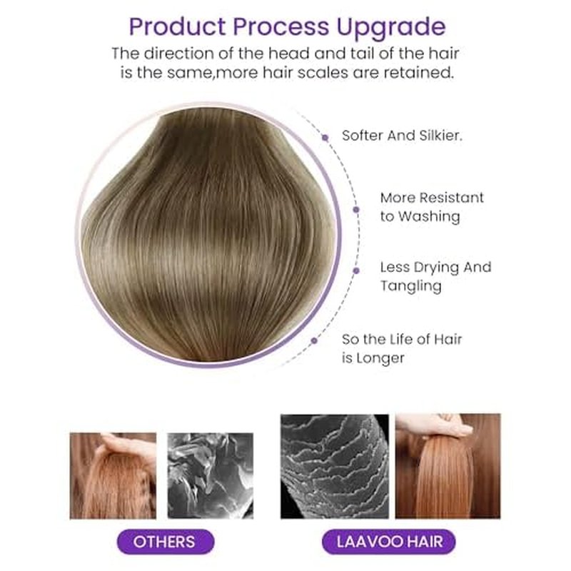 LaaVoo Tape in Hair Extensions Balayage Blonde Tape in Extensions Human Hair 100gTape in Extensions Balayage Brown to Ash Blonde Mix Platinum Blonde 16 Inch 40pcs