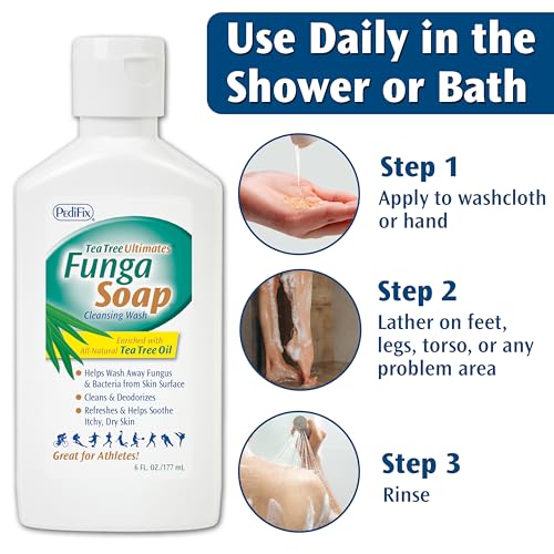 PediFix FungaSoap Tea Tree Cleansing Wash ? Antifungal Body Wash & Foot Soap ? All-Natural Tea Tree Oil Cleanser for Athlete¡¯s Foot, Ringworm, Jock Itch, Body Odor & Fungus - 6 fl. oz