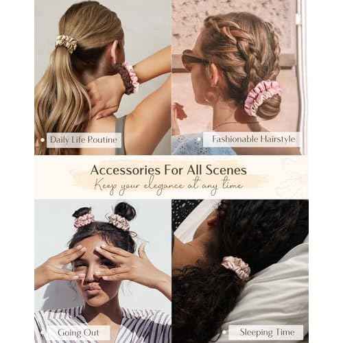 Yanibest Satin Scrunchies for Women, Hair Ties No Damage for Girls, Silk Ponytail Holders 6pcs Headwear