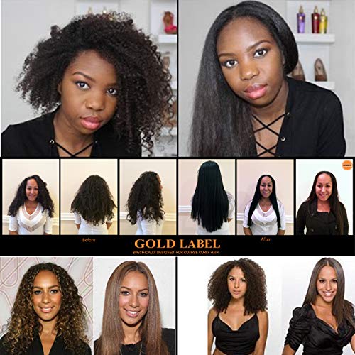 Gold Label Brazilian Keratin Hair Treatment Straightening works on All Hair Types Incl Coarse Thick Dry Frizzy Curly Bleached Dominican Brazilian Indian Strong formula Hair 240ml