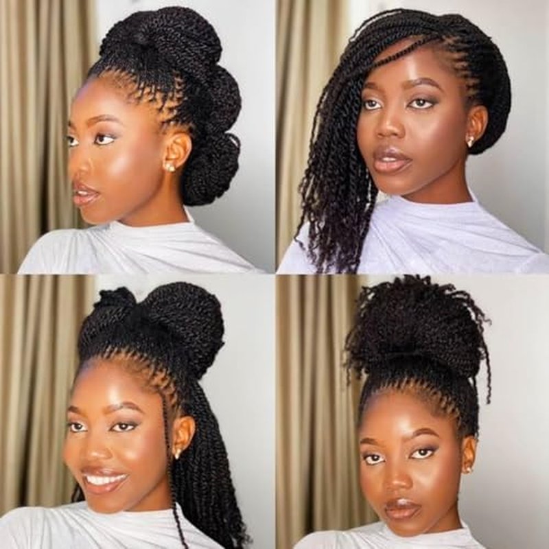 Afro Kinkys Bulk Human Hair Natural Black Afro Kinky-Curly Human Hair Bulk for Twist/Dreadlock Extensions/Repair Locs/Braids 18 Inch 100g/pack Mini Twist Braiding Hair