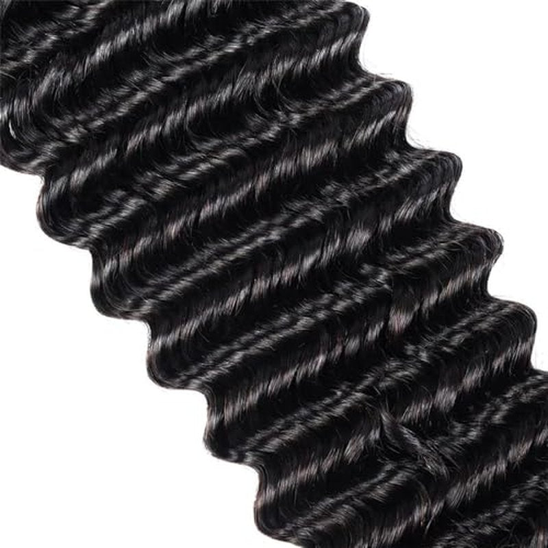 Human Braiding Hair Deep Wave Bulk for Braiding No Weft 12A Brazilian Virgin Curly Extensions for Boho Braids Wet and Wavy Hair (1B-Deep Wave, 22/200g)