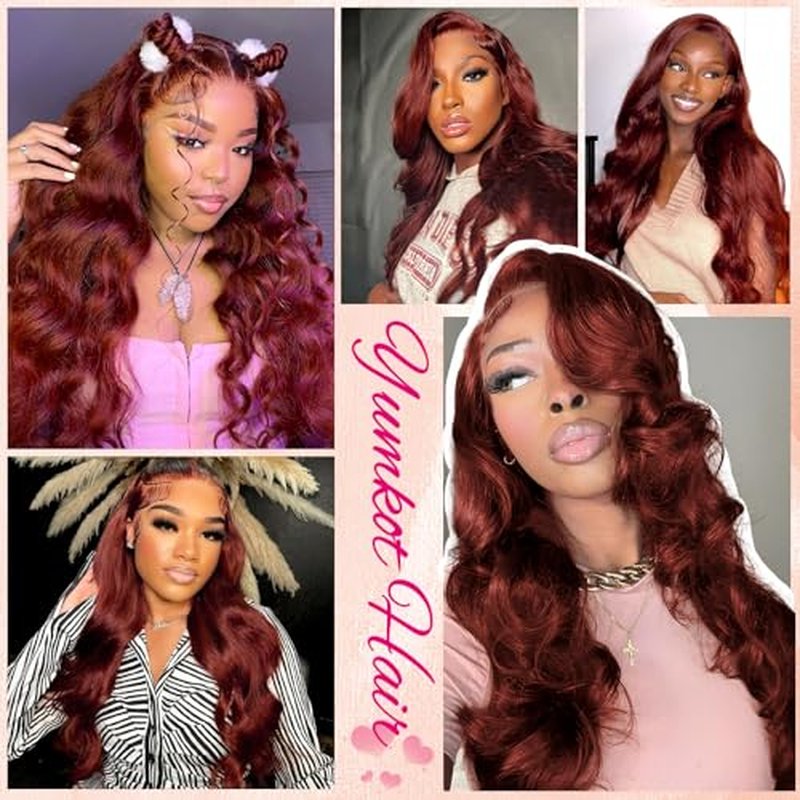 Reddish Brown Lace Front Wigs Human Hair 13x6 HD Lace Front Wigs Human Hair Pre Plucked with Baby Hair 22inch 180% Density Body Wave Colored Wigs for Women