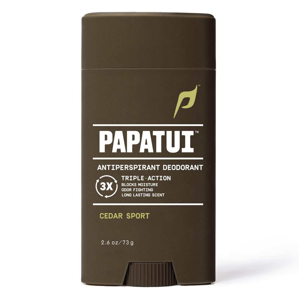 PAPATUI Triple Action Antiperspirant for Men - Sweat Control & Odor Neutralizer | Cedar Sport | 2.6 oz