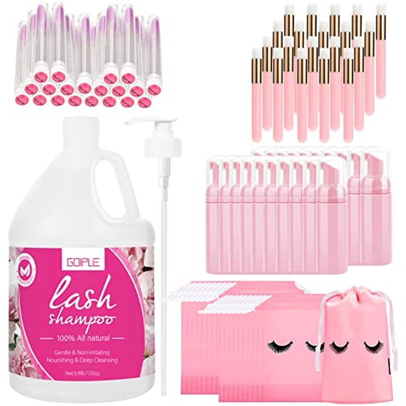 Lash Shampoo for Lash Extensions Eyelash Extension Cleanser, 3.98L Professional Eyelid Foaming Cleanser Lash Extension Kit Lash Mousse Non-lrritating Wash for Extensions Lashes Salon and Home Care
