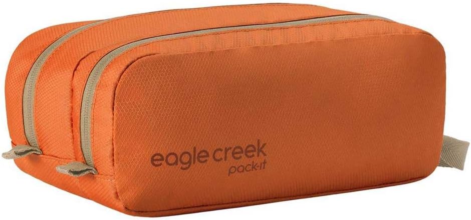 Pack-It Reveal Quick Trip Toiletry Bag - Dual-Compartment Travel Organizer - Water-Resistant, Quick-Drying - Mandarin Color