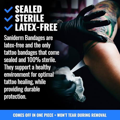 Saniderm Flex Tattoo Aftercare Bandage (New) (Personal Roll, 10.2 in x 2 yd) ? Faster Tatoo Healing and Protection ? Sterile, Waterproof, Flexible, Latex-Free, Tattoo Aftercare Wrap ? Matte Finish