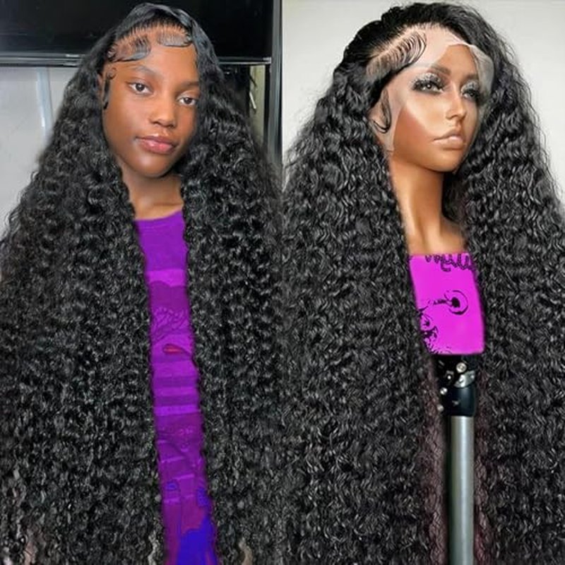 BVLBVL 22 Inch Deep Wave Lace Front Wigs Human Hair Pre Plucked 13x6 HD Transparent Lace Frontal Wigs 180 Density Curly Wig,Real Human Hair No Synthetic Blend No Tangle No Shedding Triple Lifespan 3X