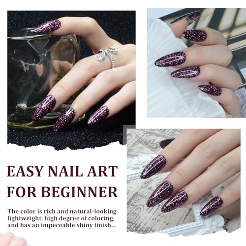 Dip Powder Glitter Wine Red for Valentine, Red Dip Powder Nail 1 Oz Nail Dipping Powder French Nail Art for Starter Manicure Salon DIY at Home, Fall Winter Dip Powder Colors Long Lasting