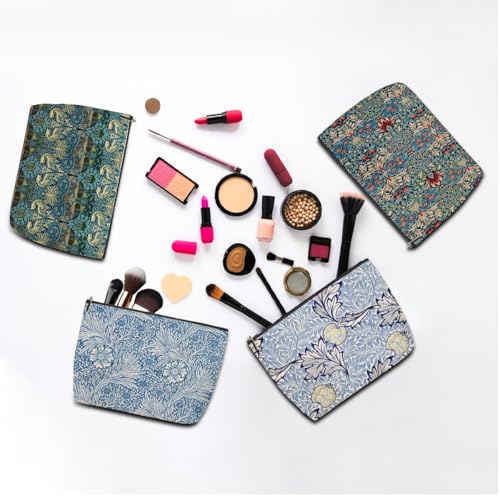 4 Pieces Makeup Bag Classic Flower Botanical Floral Washable Skincare Bag Travel Toiletry Bag Makeup Pouch Cosmetic Bag Birthday Friendship Gifts for Women Supervisor Friends Bestie Coworker Manager