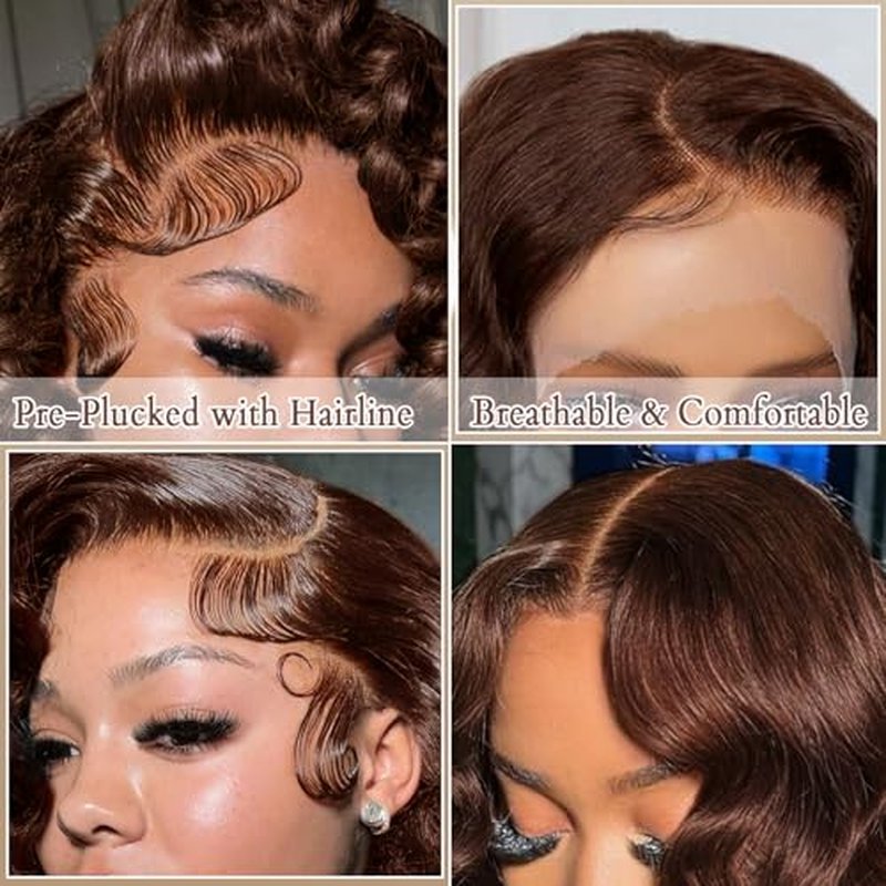 Chocolate Brown Lace Front Wig 30 Inch Deep Wave Wigs Human Hair Brown Loose Wave 13x4 HD Lace Frontal Wig Loose Deep Wave Human Hair Wigs for Black Women 220% Density