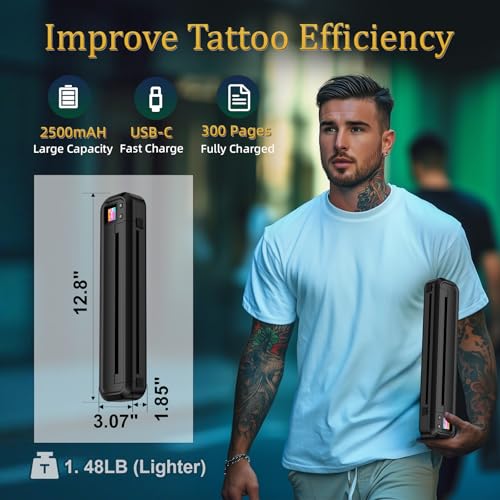 Bagana Thermal Tattoo Stencil Printer, M500 Wireless Bluetooth Tattoo Printer Machine with 10pcs Transfer Paper, Portable Stencil Machine Kit for Tattooing Compatible with Phones, Tablets & PC