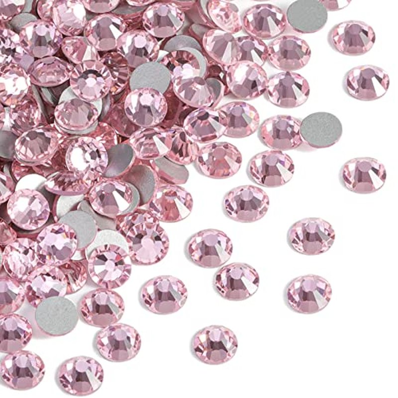 Beadsland 2880pcs Flat Back Crystal Rhinestones Round Gems for Nail Art and Craft Glue Fix,Light Pink,SS20,4.6-4.8mm