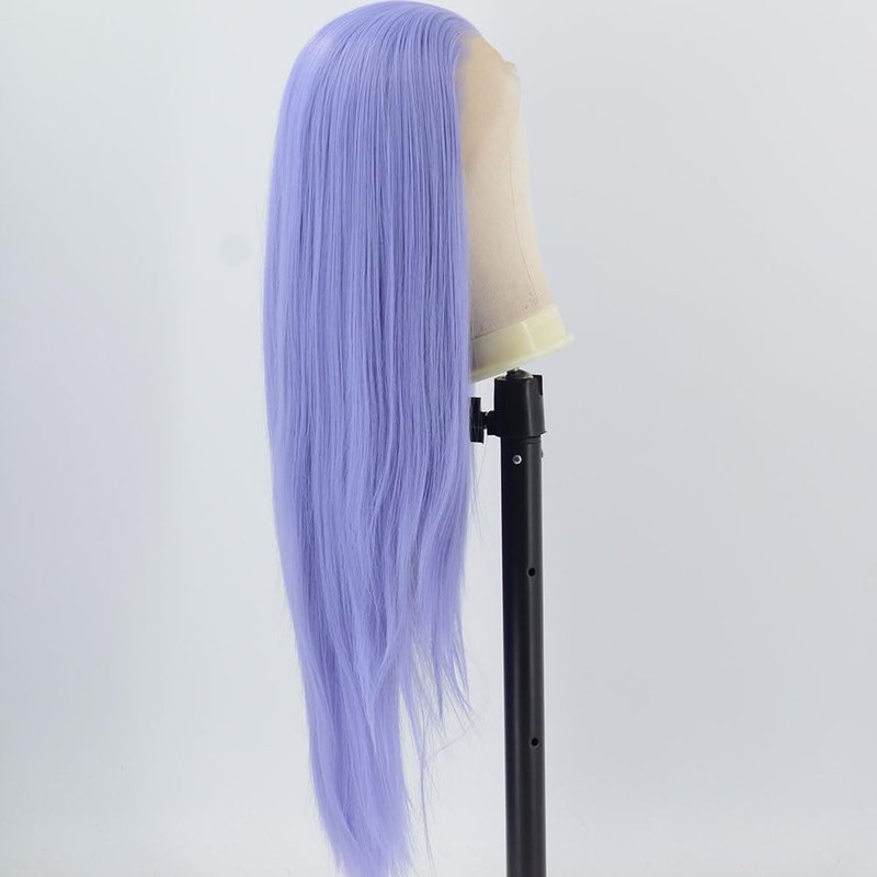 ZHYWIGS Blue Purple Synthetic Wig Long Straight Lace Front Wig for Women (Blue Purple)