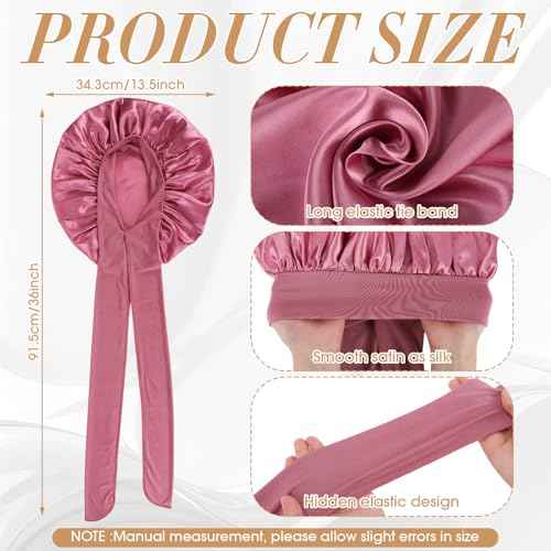 Geyoga 12 Pcs Sleep Bonnet Bulk Satin Bonnets for Sleeping Silk Hair Bonnet for Sleeping Women Large Silk Bonnets for Black Women with Elastic Band for Hair Care