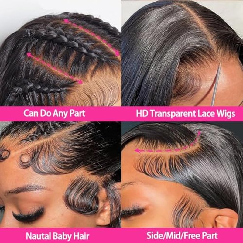 20 Inch Lace Front Wigs Human Hair 200 Density 13x4 HD Lace Front Wigs Human Hair Pre Plucked Glueless Wigs Human Hair for Women Straight Lace Frontal Wigs Natural Color