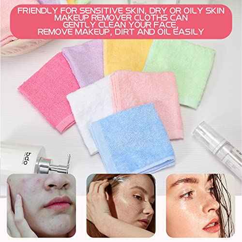 Newwiee 40 Pcs Wash Cloth Bulk Cotton Bath Hand Face Washcloths Soft Quick Drying Towel for Women Bathroom Washing Body Viscose Fiber Multipurpose Fingertip Rags(Multicolor,10 x 10 Inch)