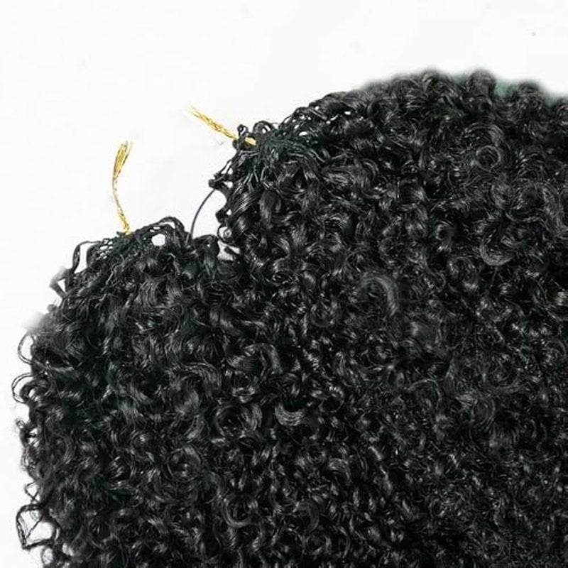 Kinky Curly Crochet Human Hair Extensions Pre-Separated Crochet Hair Multi-Textured Kinky Curly Reusable Micro Twists 14inch 120g (Usually 240g Full Head) Natural Black