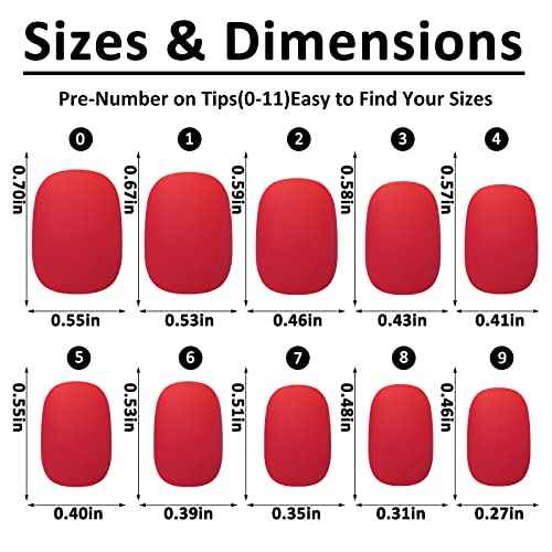 LoveOurHome 576pc Round Square Press on Nails Short Fake Nails Matte Acrylic Nails Press ons Nail XS Short Sqroval False Nails Kit Presson Artificial Fingernails for Women Girls Kids