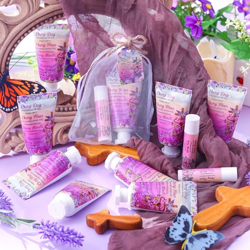 24 Sets Christian Hand Cream and Lip Balm Gift Set Christmas Christian Gift for Women Travel Size Hand Lotion Bible Verse Lip Balm Bulk for Baby Bridal Shower Mom Holiday Gift(Cross)