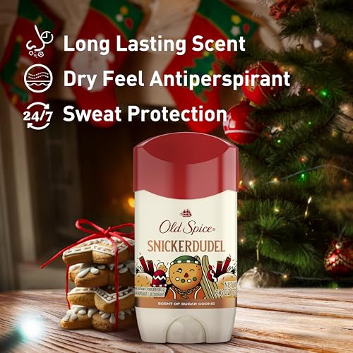 Old Spice Antiperspirant & Deodorant for Men, Holidudes Limited Edition, 24/7 Sweat Protection, Stocking Stuffer, Snickerdudel Sugar Cookie Scent, 2.6 oz