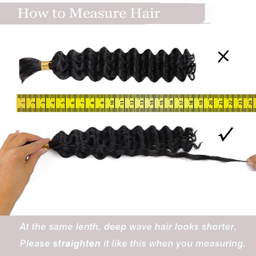 MUNONG Human Braiding Hair Deep Wave Bulk Human Hair for Braiding 50g 22 inch No Weft Curly Braiding Hair Bulk Human Braiding Hair for Boho Braids Hair Extensions Real Human Hair Natural Color