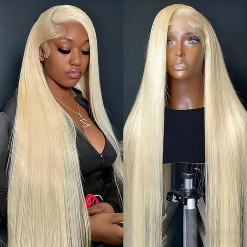 26 Inch 613 Lace Front Wig Human Hair 13X6 Blonde Straight HD Transparent Lace Frontal Wigs Human Hair Pre Plucked with Baby Hair 180 Density Blonde Glueless Wigs Human Hair
