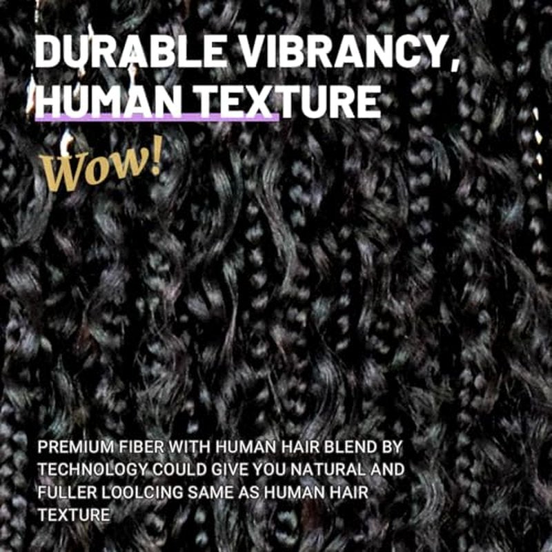 U&A 36Inch Premium Synthetic Braided Wig - Seamless Full Lace & Knotless Bohemian Braids with Bouncy Curly Ends
