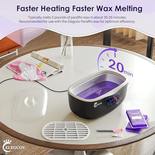 Paraffin Wax Machine for Hand and Feet - ELEGCOV Paraffin Wax Warmer with 8 Packs Lavender Bath Wax Refills Kit£¬Hand and Foot Moisturizing Care Kit, 4000ml Fast Meltdown Parafin Hot Wax Machine