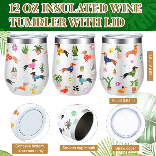 3 Pcs Christmas Dachshund Gifts for Women 12 oz Dachshunds Coffee Mug, Weiner Dog Tote Bag and Reusable Aesthetic Makeup Bag Gift for Dog Lover Party Favor Birthday Thanksgiving