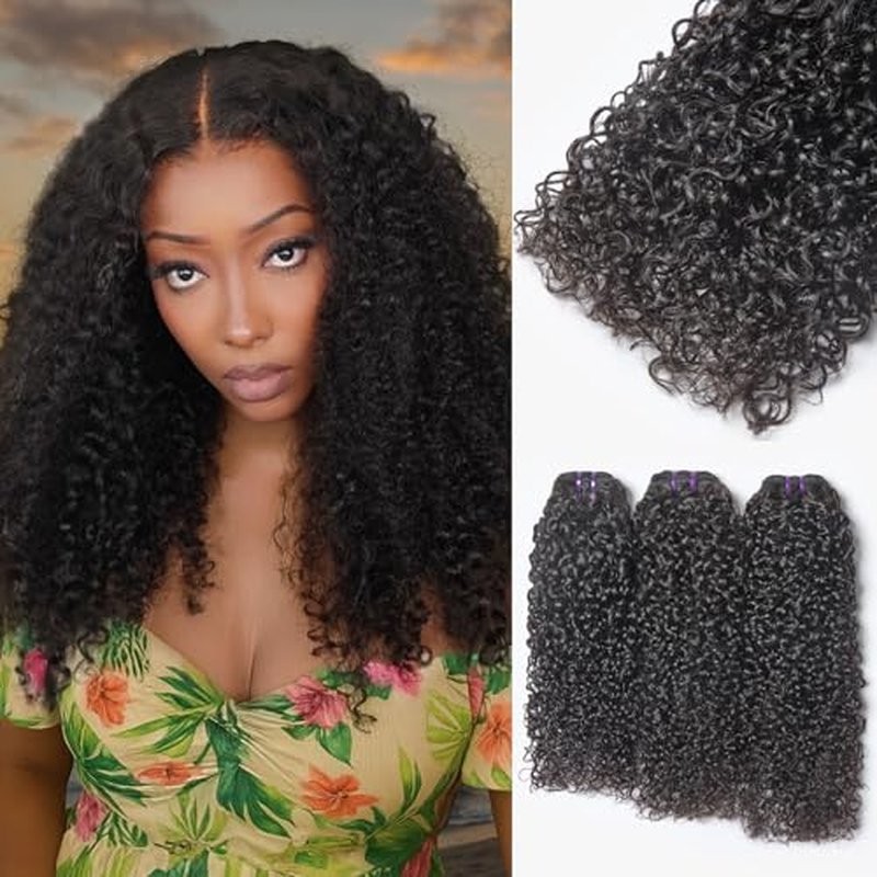 LUVME Real Human Hair Bundles 18 Inch Virgin Hair Messy Burmese Curly 1 Bundle Human Hair 100% Unprocessed 15A Grade Virgin Hair Quick Weave Extensions Natural Black