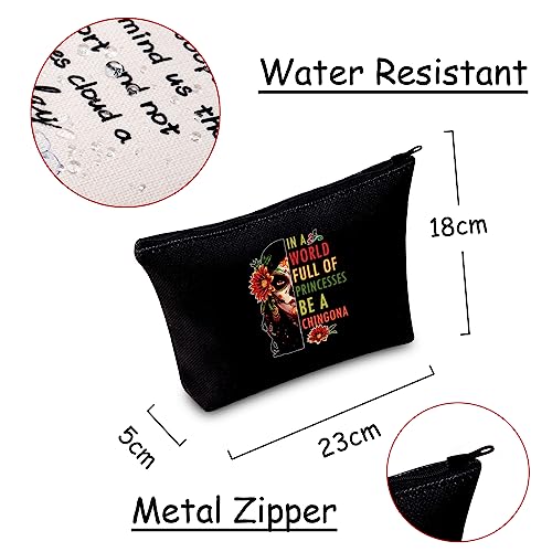 JXGZSO Mexican Lady Cosmetic Bag In A World Full Of Princesses Be A Mexican Makeup Bag Badass Women Gift (Mexican women black)
