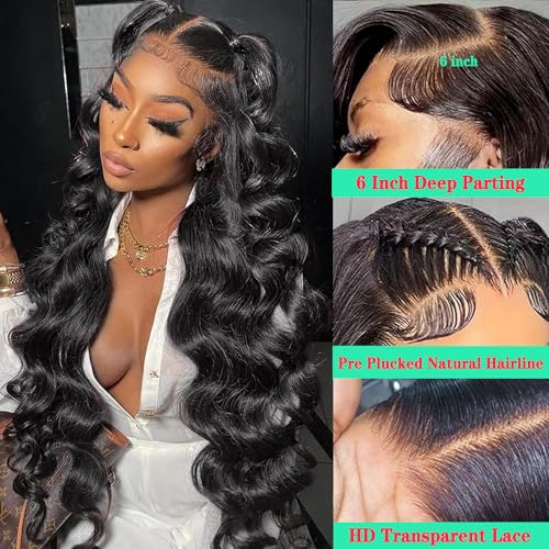 Body Wave Lace Front Wigs Human Hair 13x6 Lace Front Wigs Human Hair 200% Density 26 Inch 13x6 HD Lace Frontal HumanHair Wigs for Black Women With BabyHair
