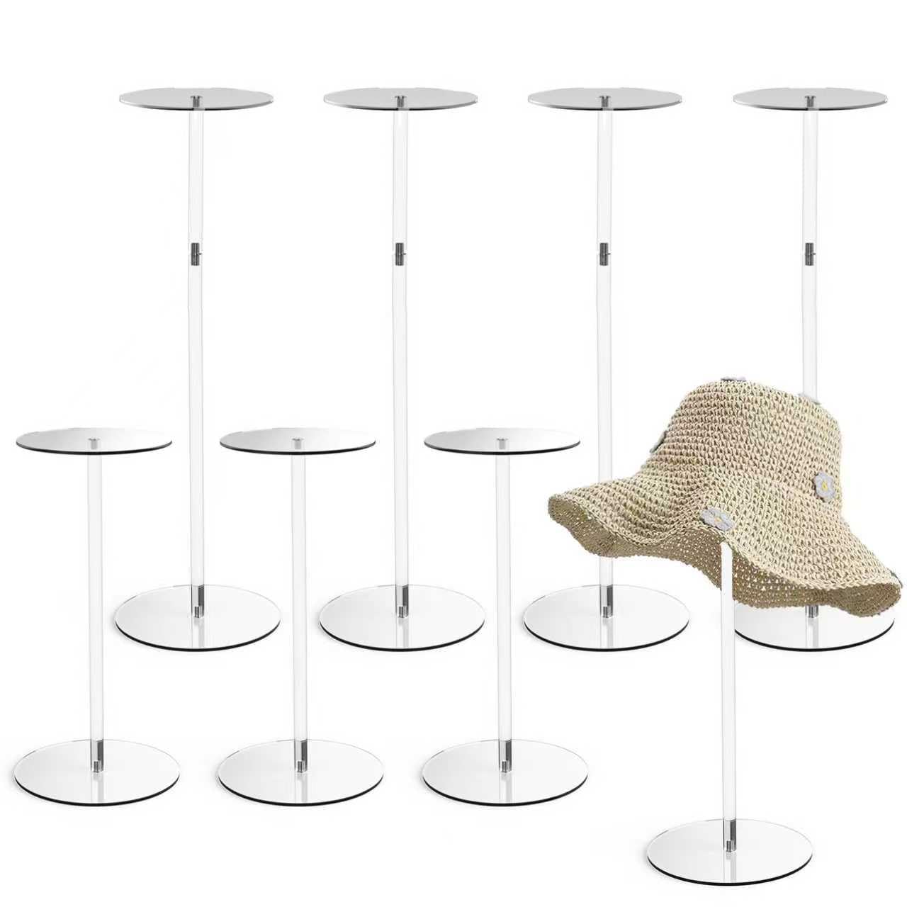 LEPump 12" to 17" Acrylic Clear Cowboy Hat Stand Display Holder 8 pcs